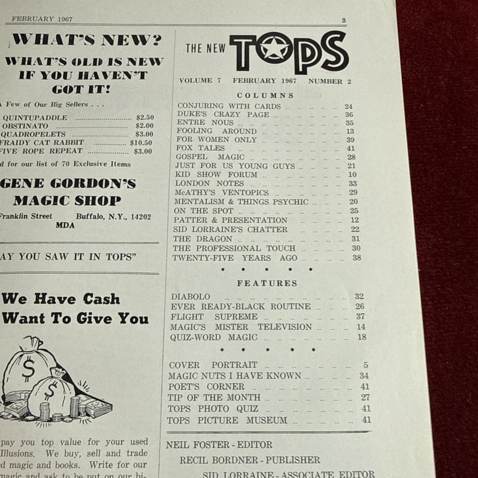 TOPS Magic Magazine VNTG Abbott’s February 1966 Vol 7 #2 Timothy Dill-Russell