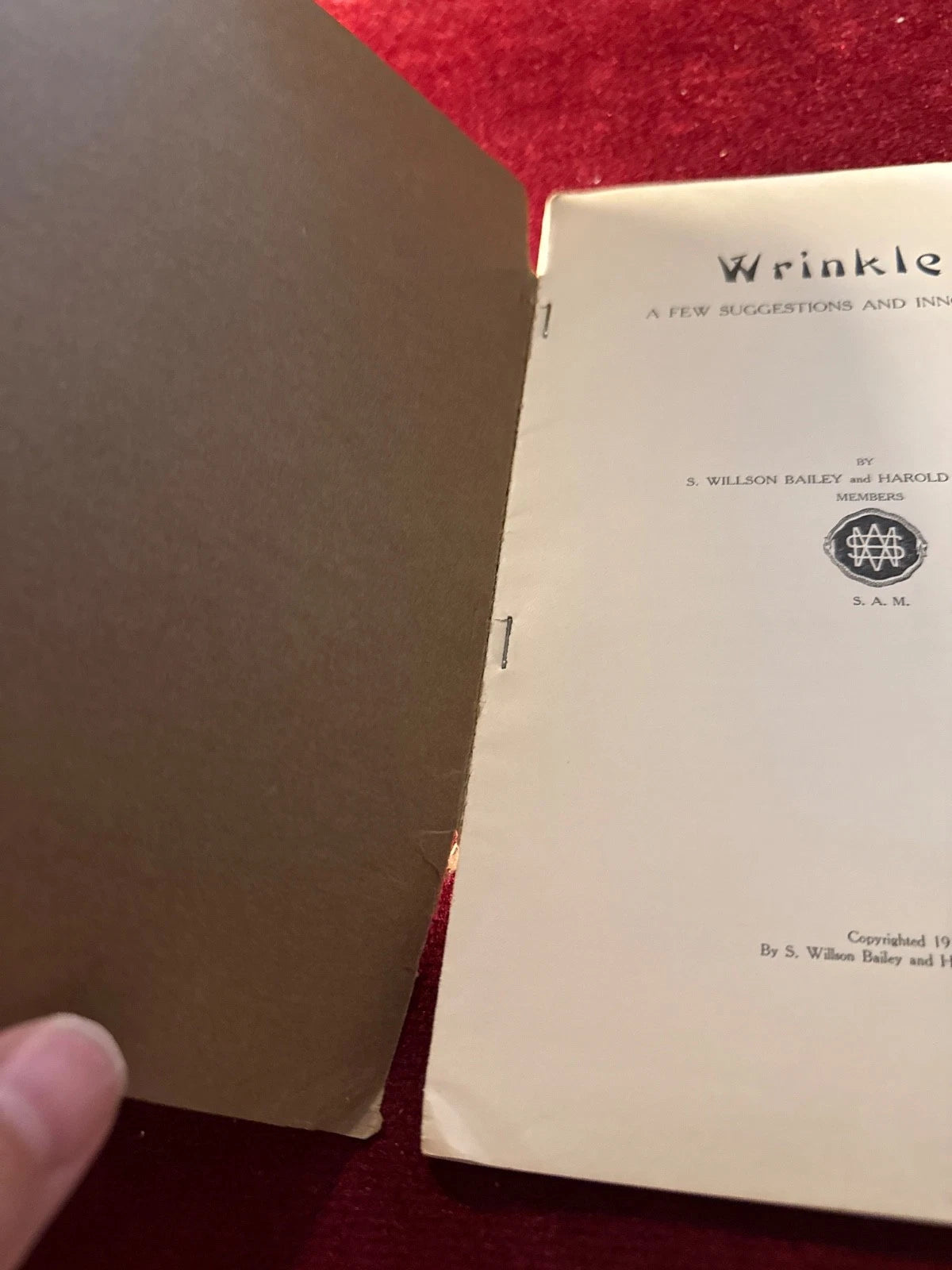 Wrinkles by Bailey & Osborne ANTIQUE 1910 Magic Book SAM ESTATE
