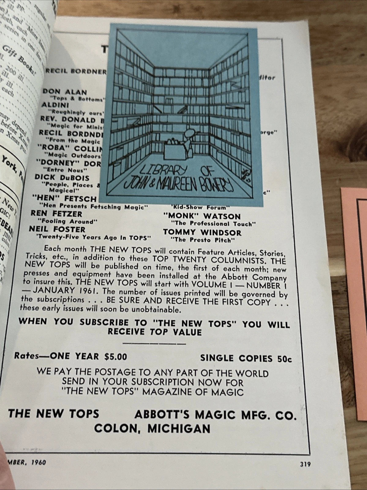 M.U.M. Golden Jubilee Issue Vol 50 #7 Dec 1960 Magic Magazine ESTATE