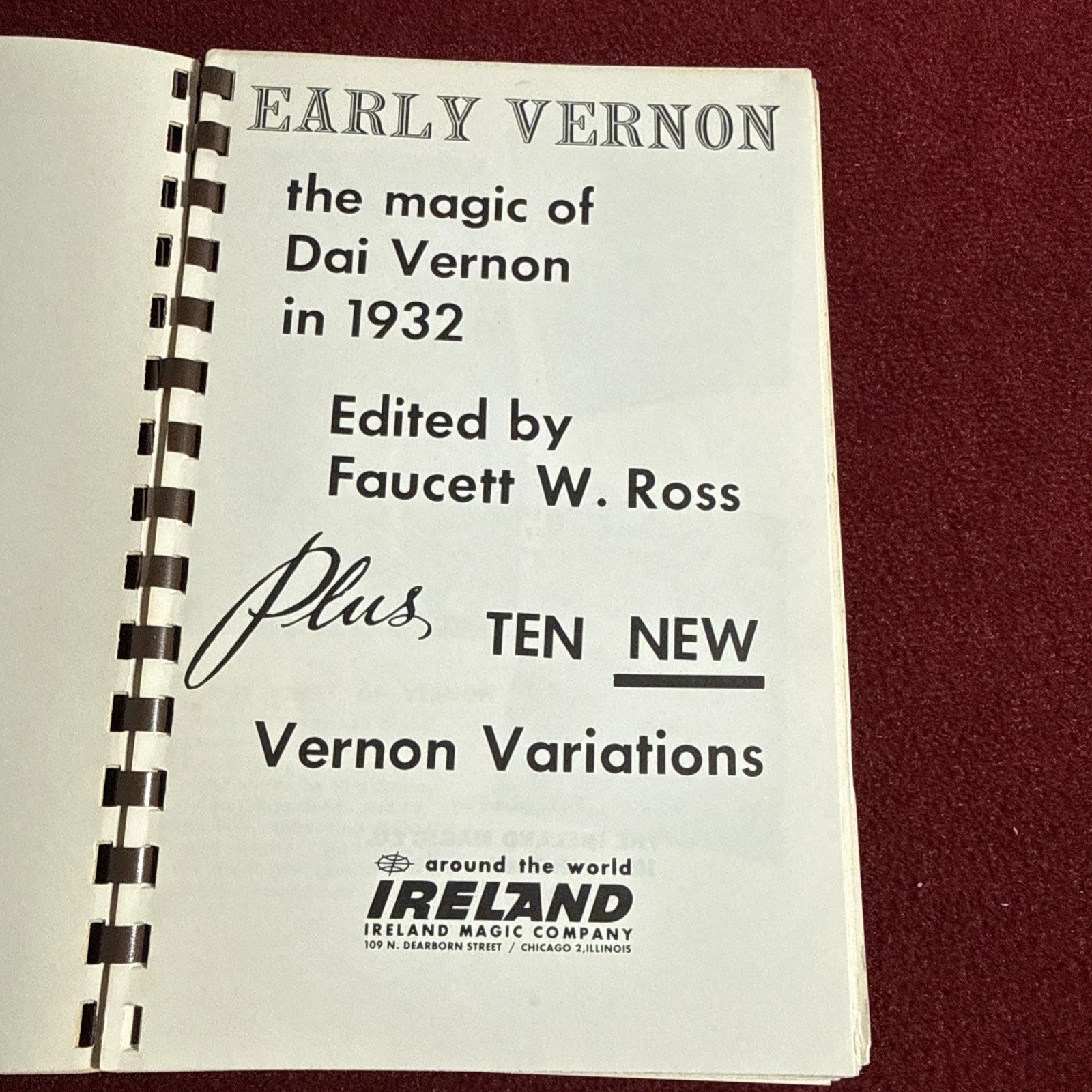 Early Vernon Magic Booklet - Ireland Magic Co - Faucett Ross 1962