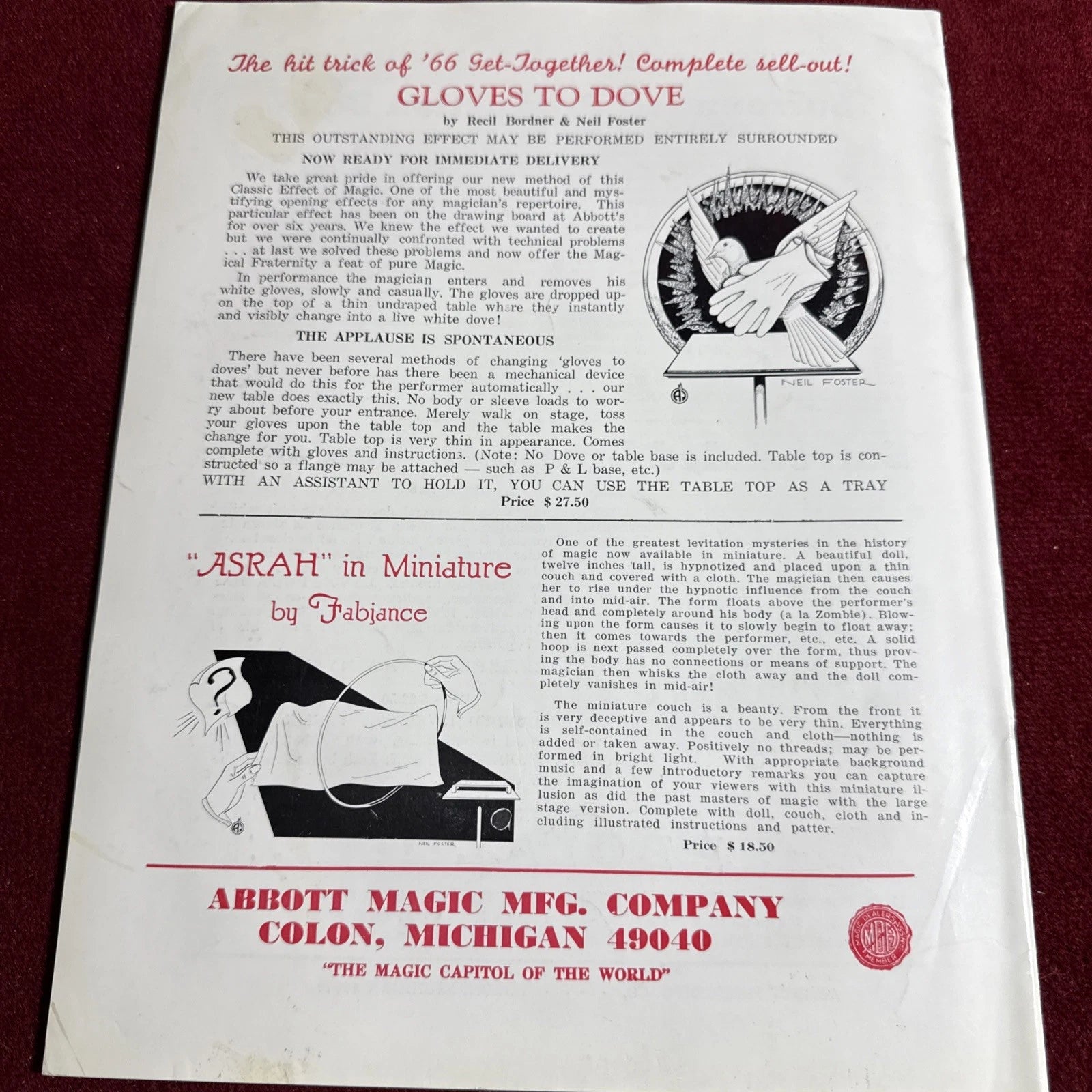 TOPS Magic Magazine VNTG Abbott’s February 1966 Vol 6 #10 Recil Bordner