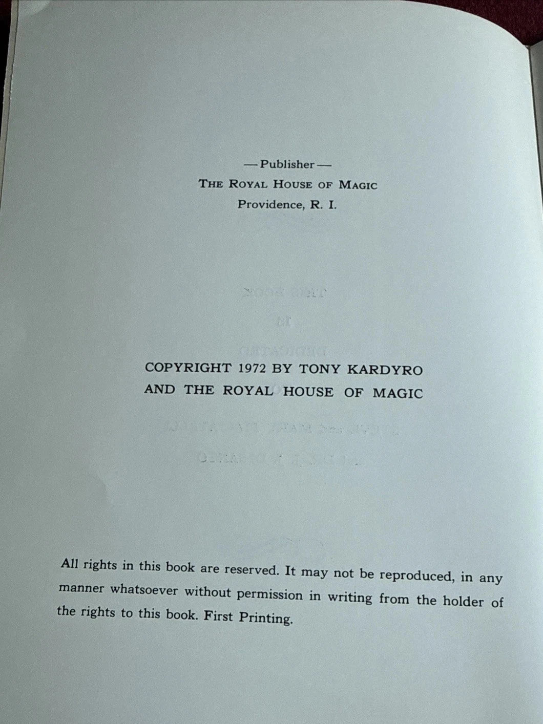 Tony Kardyro’s Close-up Deceptions - 1972 1st Edition ESTATE