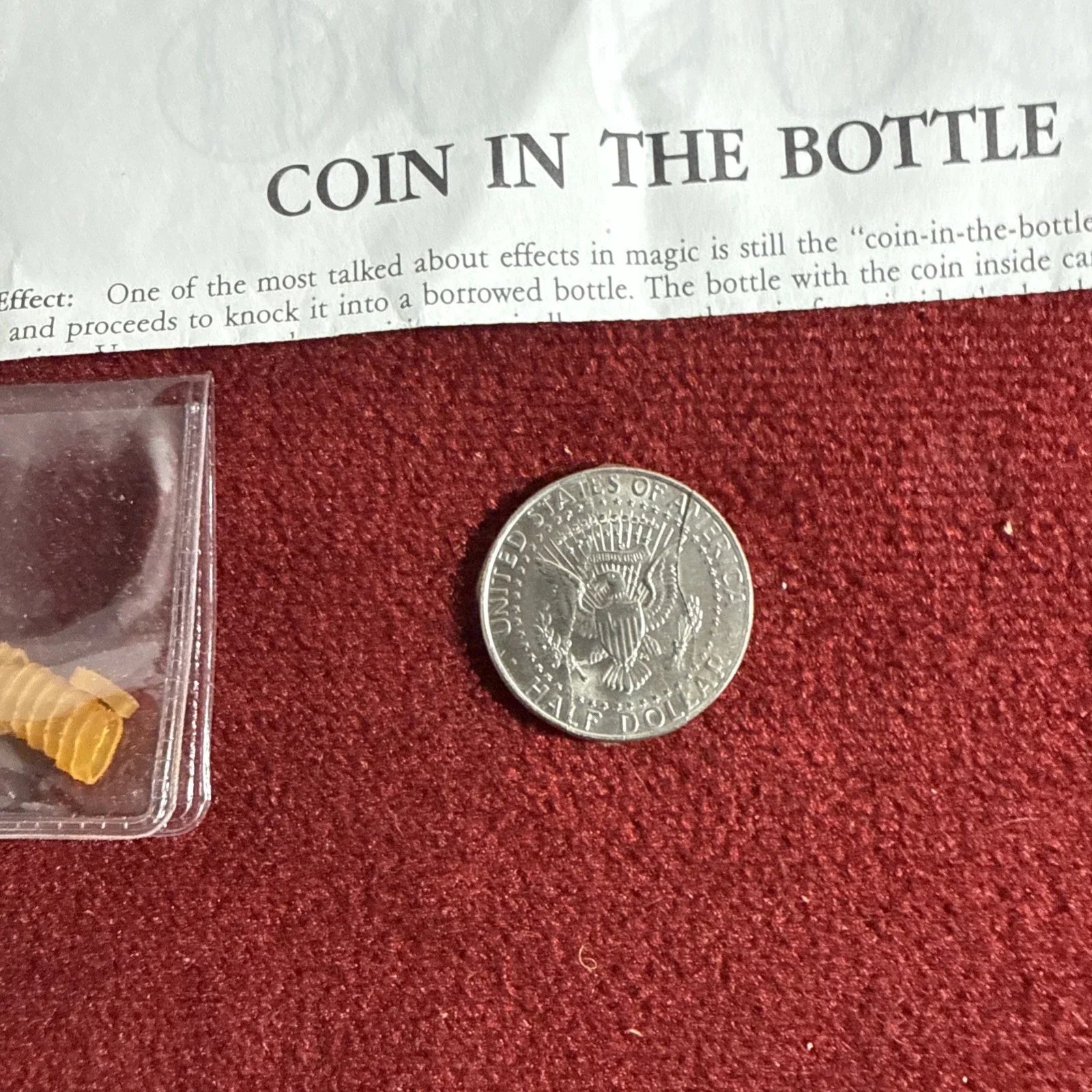 Johnson Precision Magic Coin In Bottle half Dollar VNTG Coin Magic Trick