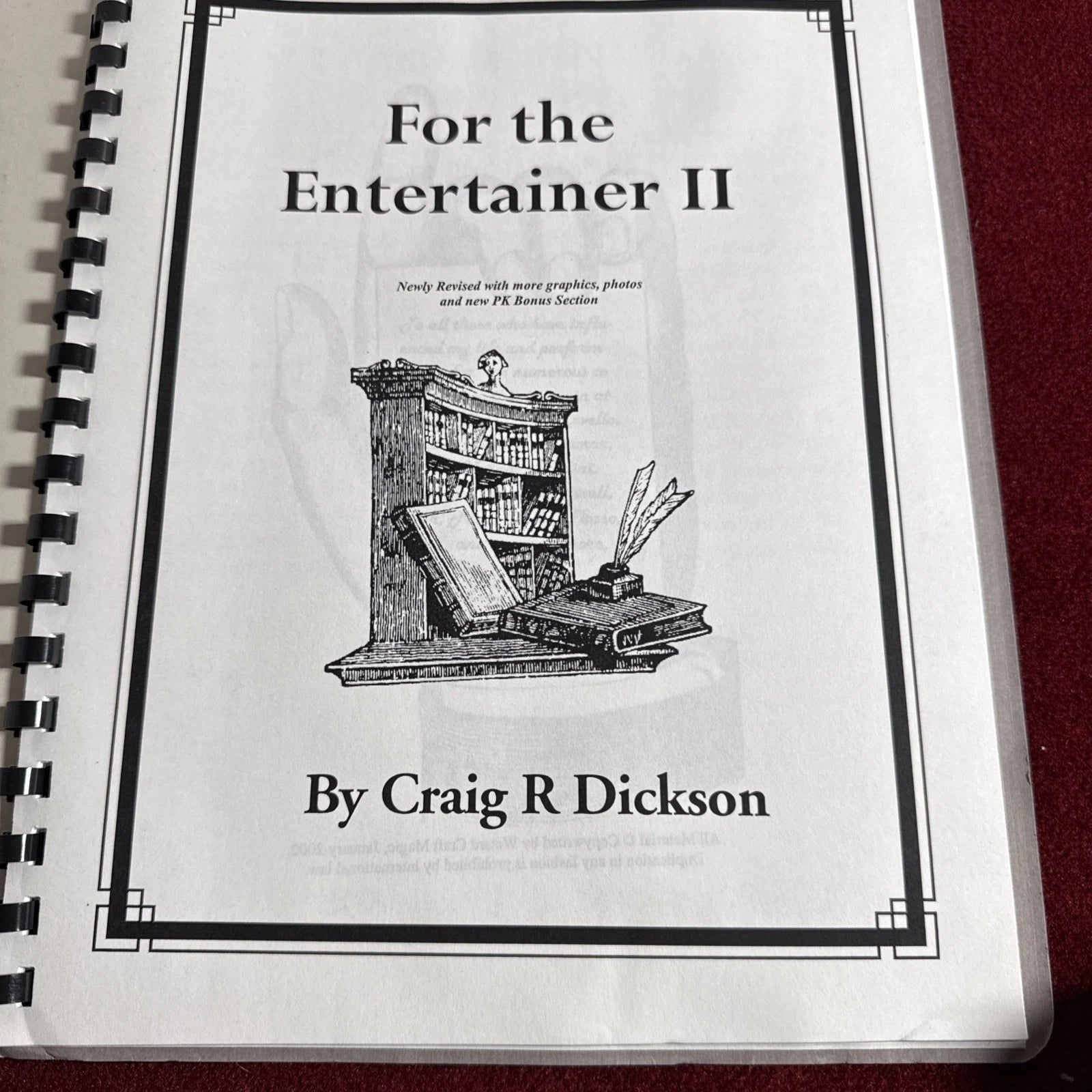For The Entertainer 2 By Craig Dickson 2002 Wizard Craft Magic ESTATE