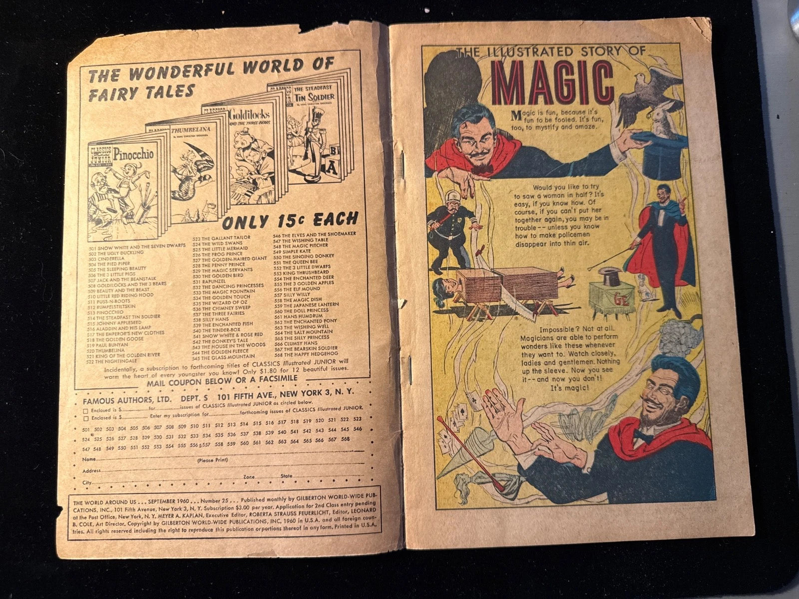 Sept.1960 The World Around Us Comics "The Illustrated Story of Magic" ESTATE