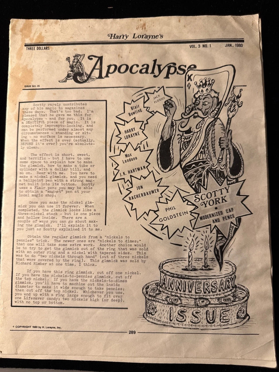 Harry Lorayne's APOCALYPSE - Magicians Newsletter Vol.3 No.1 - 1980 - ESTATE