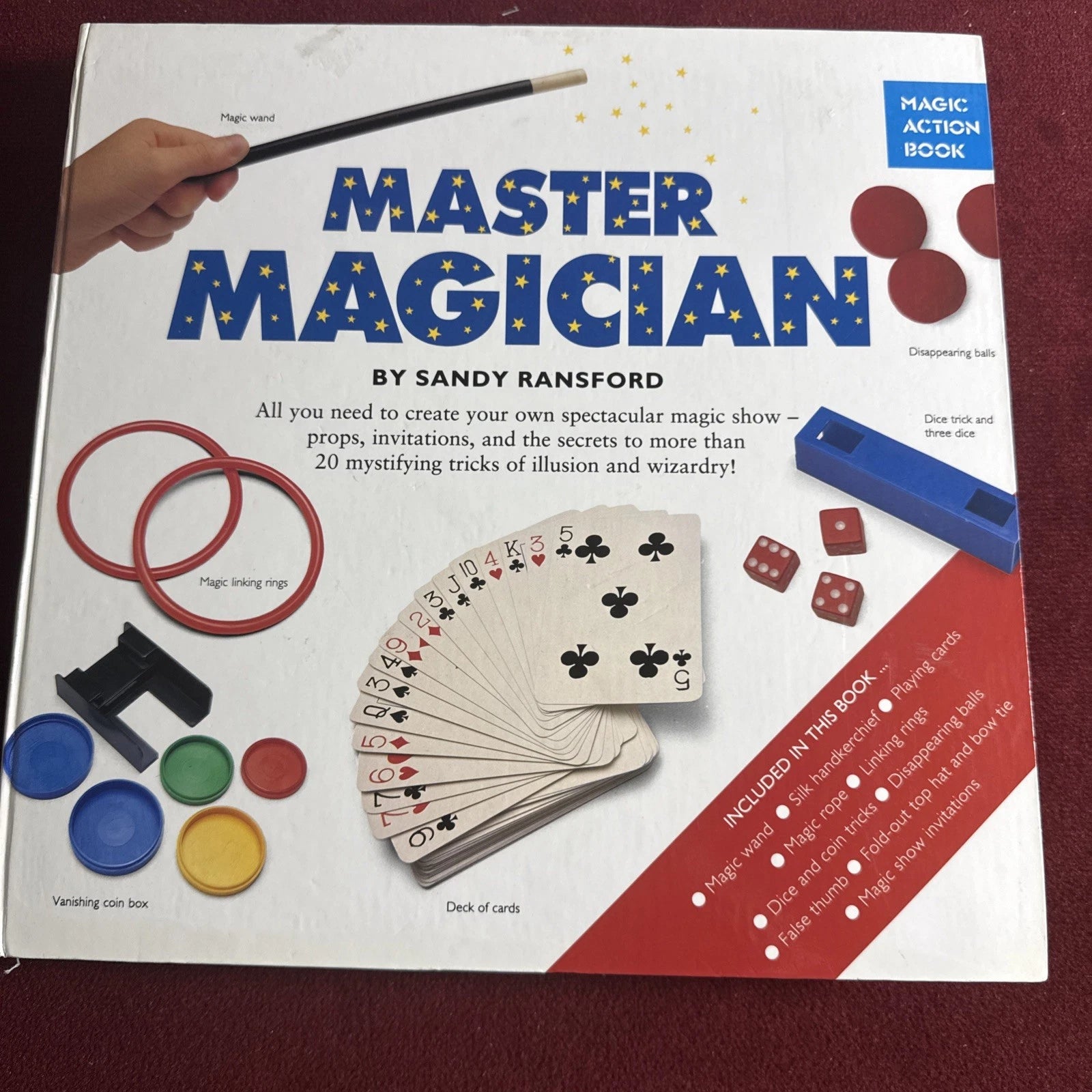Master Magician Magic Kit & Book By Sandy Ransford 1994  For Ages 7-12 ESTATE