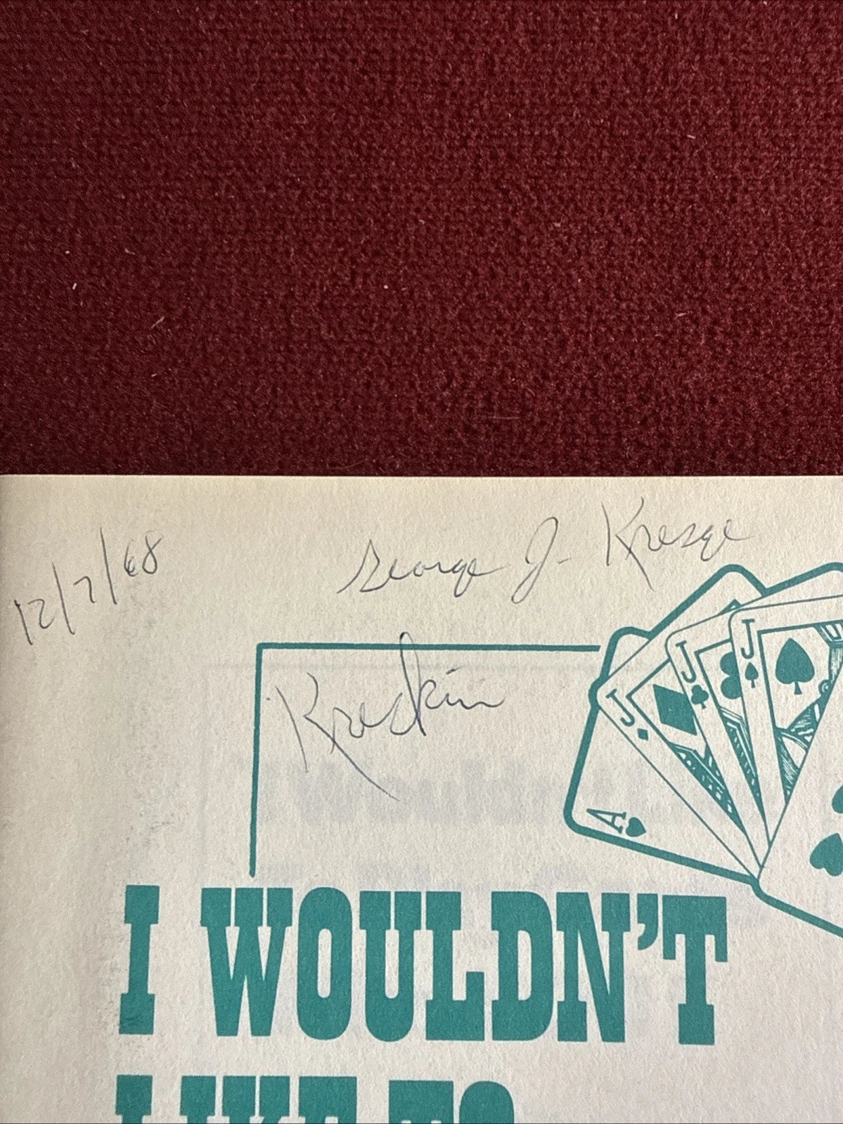 I Wouldn’t Like To Play Cards With You by Harry Stanley - From the library of the Amazing Kreskin ESTATE