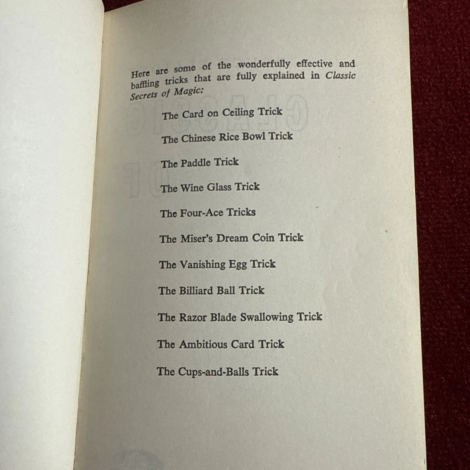 Classic Secrets of Magic by Bruce Elliot, 1962 1st Collier Ed. ESTATE