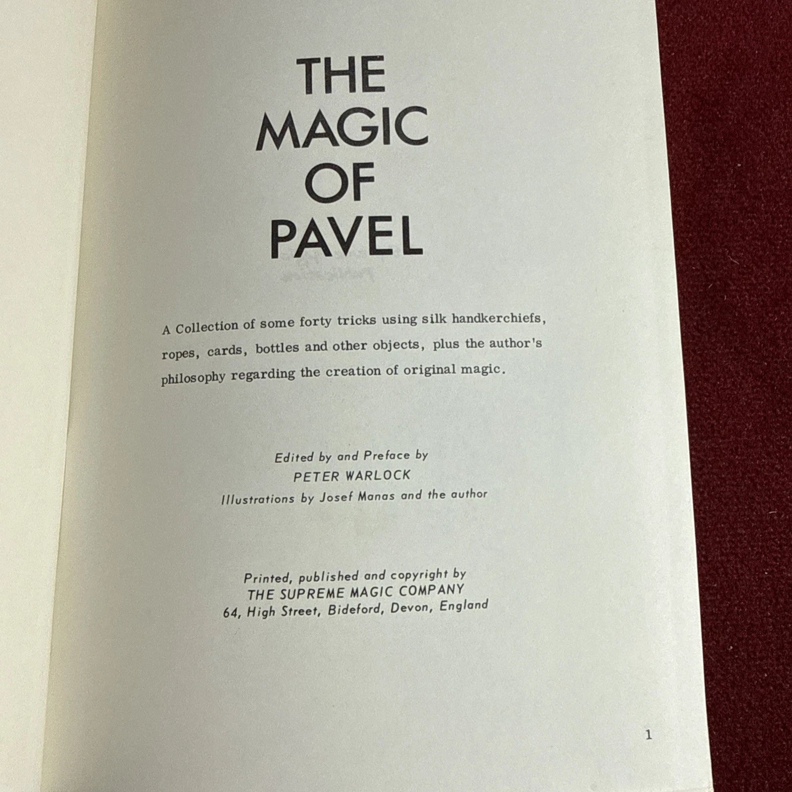 The Magic Of Pavel INSCRIBED 1969 Supreme Magic ESTATE