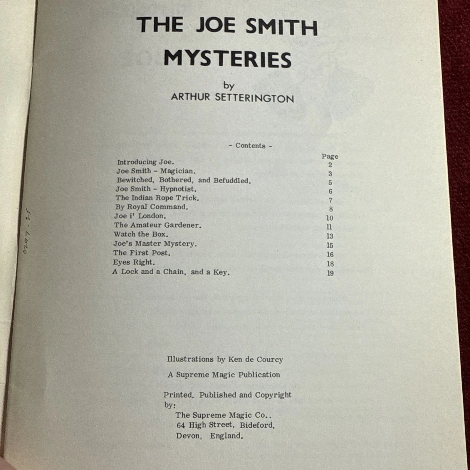 The Joe Smith Mysteries Supreme Magic by Arthur Setterington - Supreme Magic ESTATE